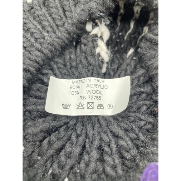 Cappellificio Fiorentino cap hat beret style knit Black white Made in Italy New - Picture 7 of 7
